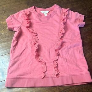 Matilda Jane Coral Pink Eyelet Ruffle Top, size 8